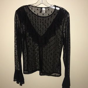 Shear black polka-dot blouse